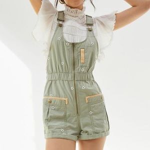 Pilcro Green Floral Embroidered Romper